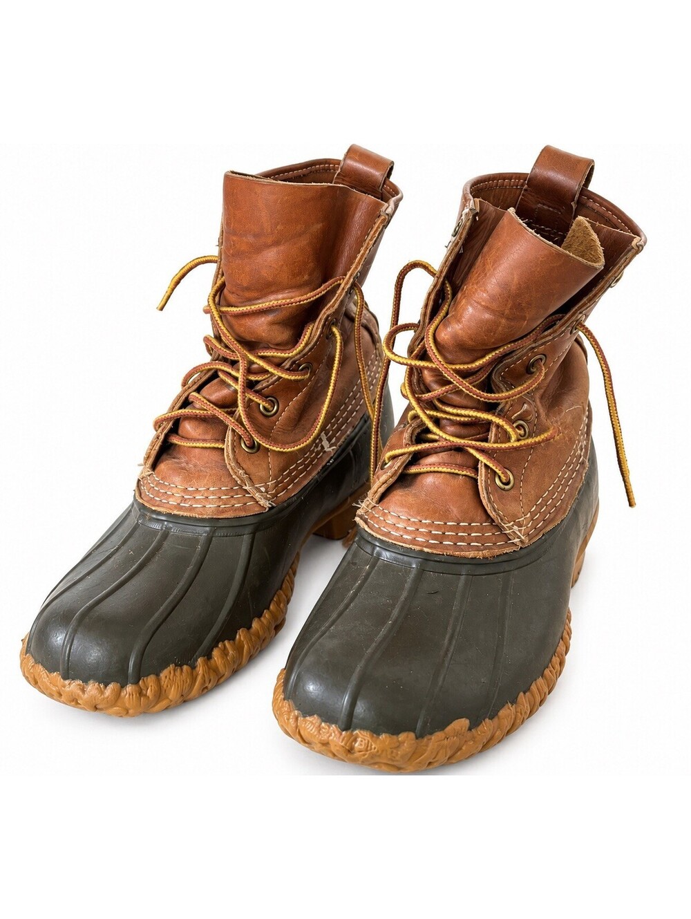 L.L.Bean Bean Boots Size 7M Brown Leather Rubber Duck Boots Made in USA